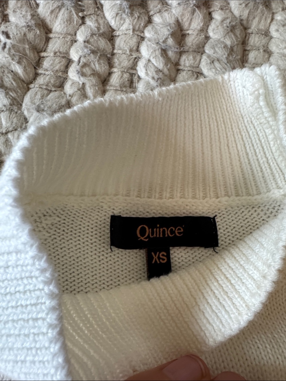 Quince Cotton Mock Neck Sweater in Ivory - Picture 3 of 4